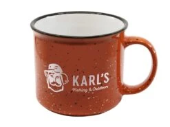 Karl's Campfire Mug -Simms || 13 Fishing || Huk Shop karls orangespeckled campfiremug 75 06 krl 10008b