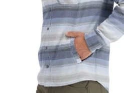 Simms Santee Flannel Hoody -Simms || 13 Fishing || Huk Shop simms navy storm steelbluestripe santeeflannelhoody modelpocket 50 99 sim 10025n