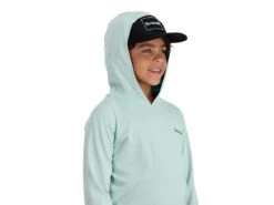 Simms Kids Bugstopper® Hoody -Simms || 13 Fishing || Huk Shop simms seabreezeheather kidsbugstopperhoody modelhood 50 99 sim 100010sbs
